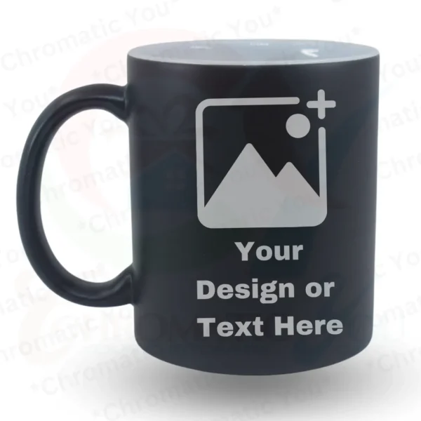 Black color changing magic mug with personalized photo or message – heat reveal mug by Chromatic You