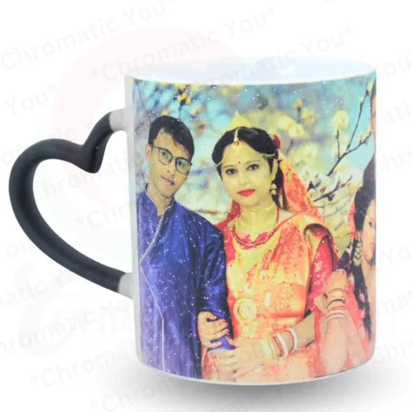 Custom Sparkle Heart Handle Black Magic Mug - Image 5