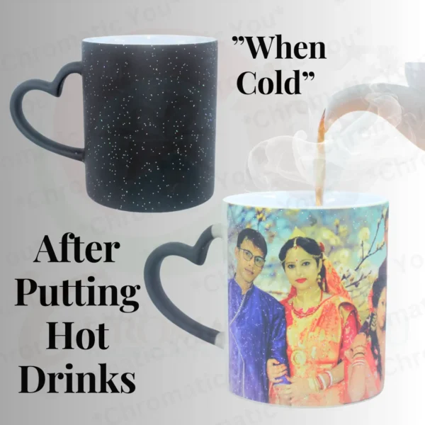 Custom Sparkle Heart Handle Black Magic Mug - Image 6