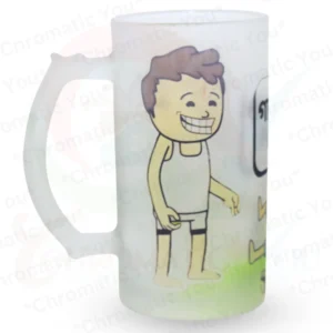 Custom printed frosted glass beer mug – personalized with name, logo, or design by Chromatic You