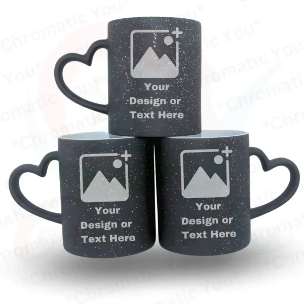 Custom Sparkle Heart Handle Black Magic Mug - Image 3