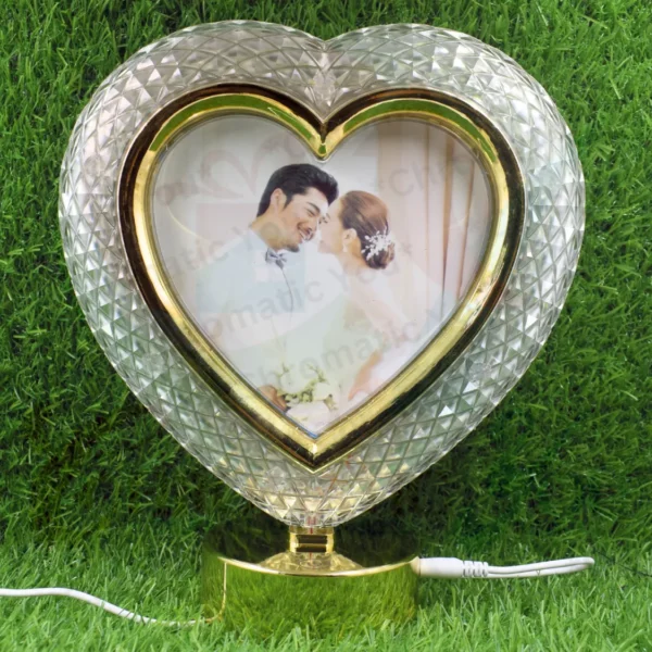 Personalized heart LED frame with warm light and touch control – custom inkjet photo frame with adjustable LED light by Chromatic You