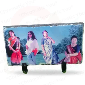 Personalized rock slate photo frame flat shape – custom photo printed on natural stone by Chromatic You