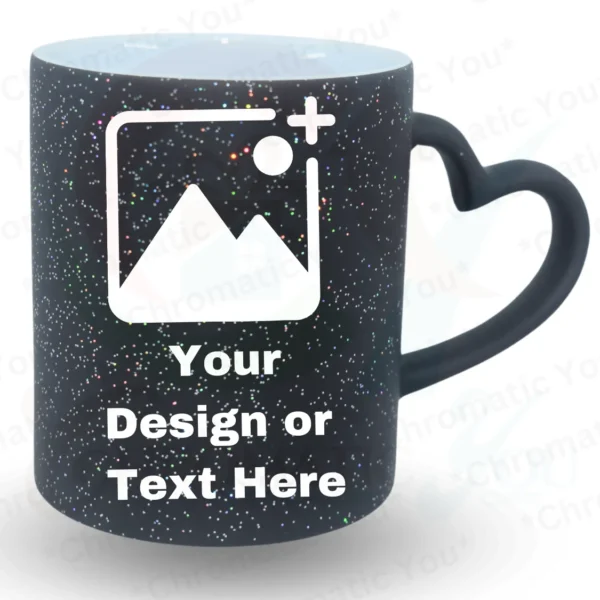 Custom Sparkle Heart Handle Black Magic Mug - Image 4