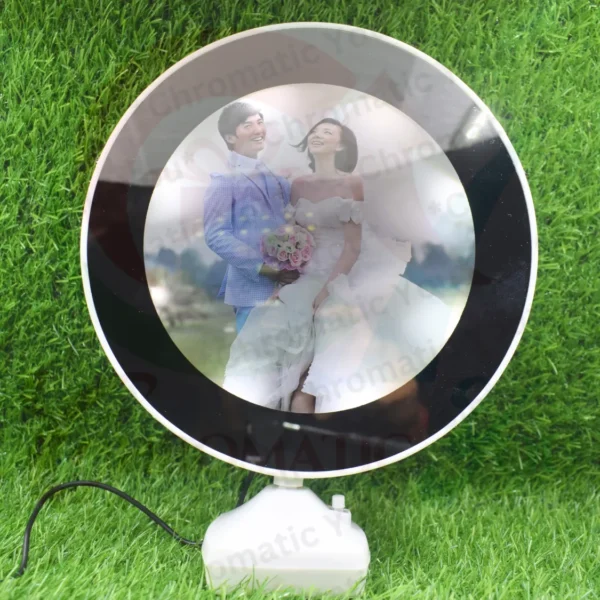 Round shape magic photo mirror with LED – custom printed photo mirror with LED light by Chromatic You