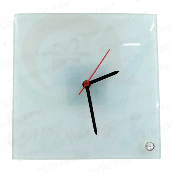 Square shape sublimation glass photo frame with clock – personalized photo frame with clock feature by Chromatic You
